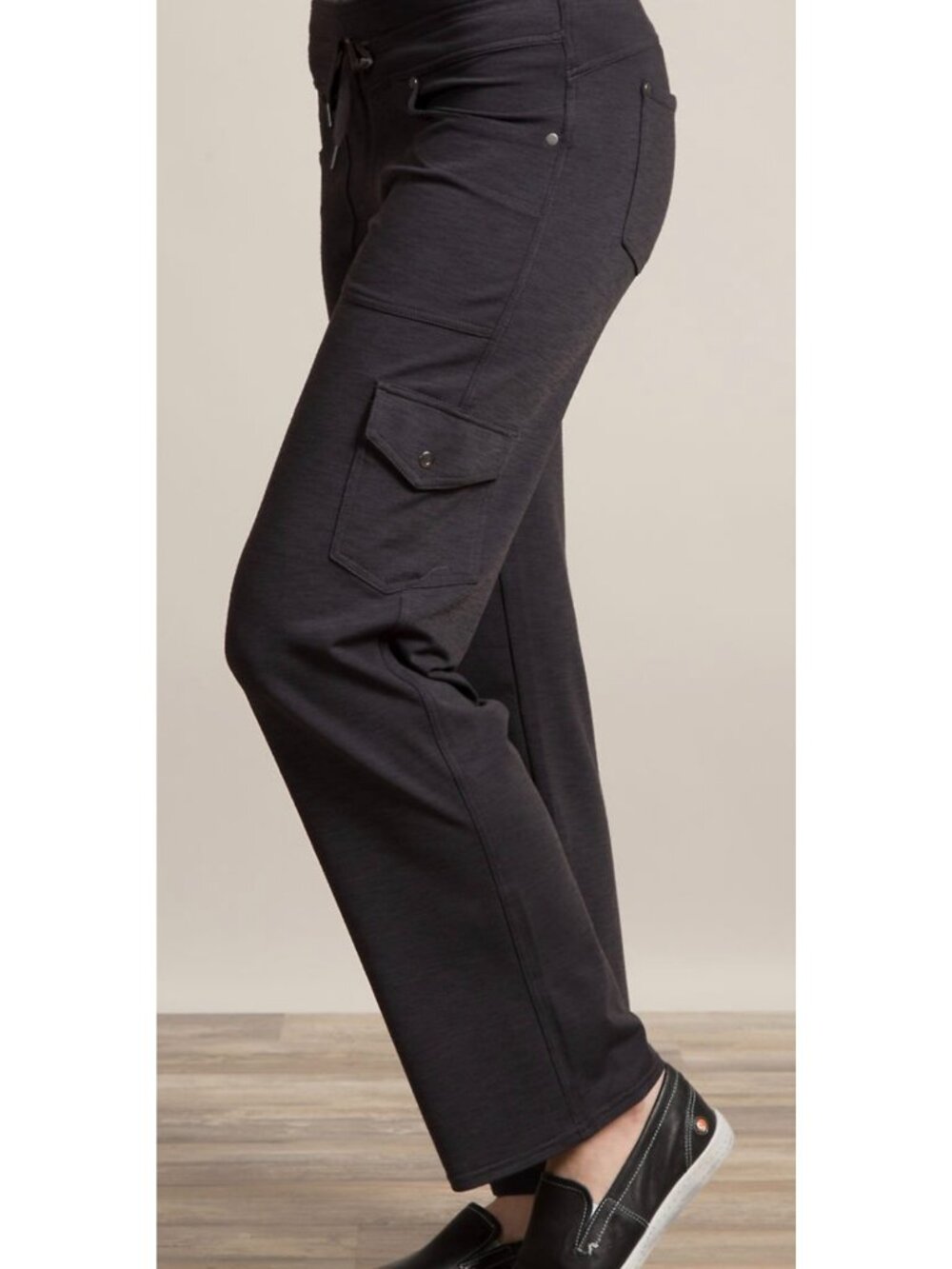 KUHL Mova Cargo Wide Leg Pants Womens 12 Gray Jersey Drawstring Outdoor Gorpcore
